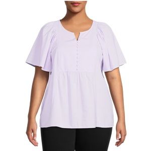 Terra & Sky Women's Plus Size Peplum Woven Top- 3X